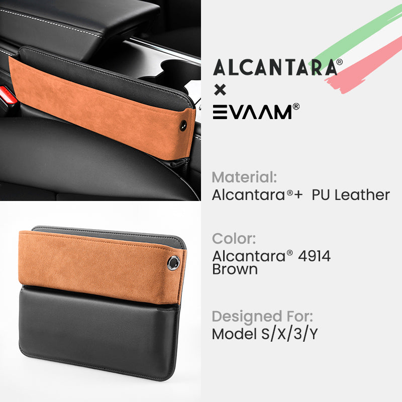 Alcantara Car Seat Gap Pocket Organizer for Tesla Model 3/Y/S/X-EVAAM® - EVAAM