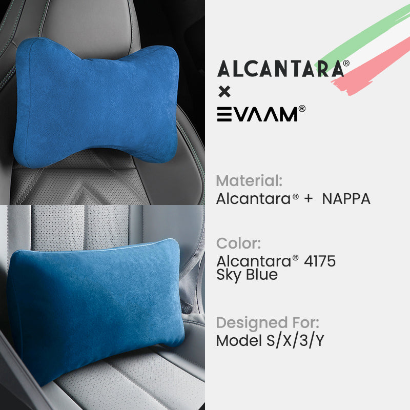 Alcantara Neck & Lumbar Support Pillow Set for Tesla Model 3/Y/S/X -EVAAM® (2PCS) - EVAAM