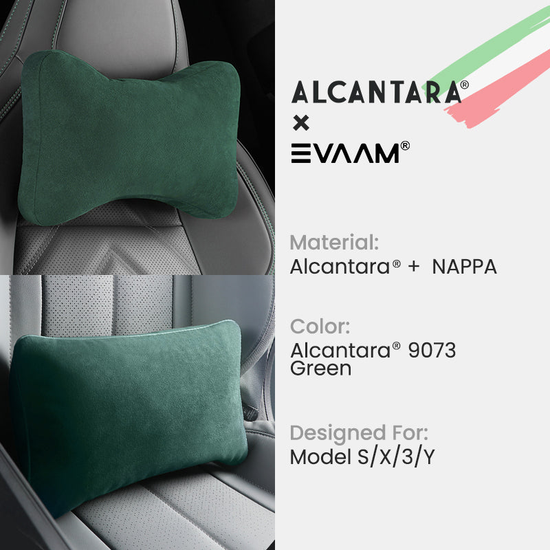 Alcantara Neck & Lumbar Support Pillow Set for Tesla Model 3/Y/S/X -EVAAM® (2PCS) - EVAAM