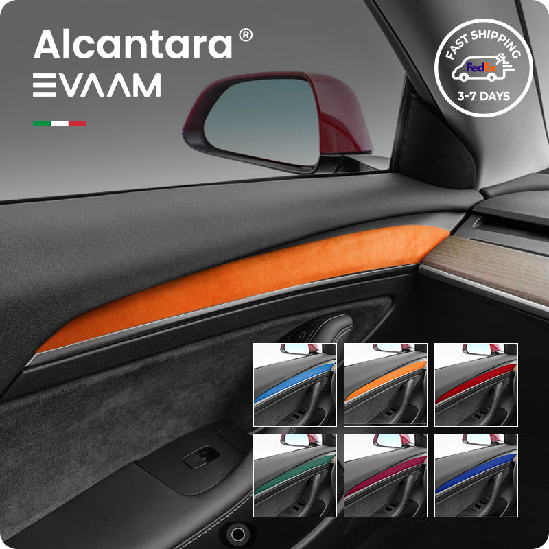 EVAAM Alcantara Interior Door Panel Trim Covers for Tesla Model 3 Y 2021 2023