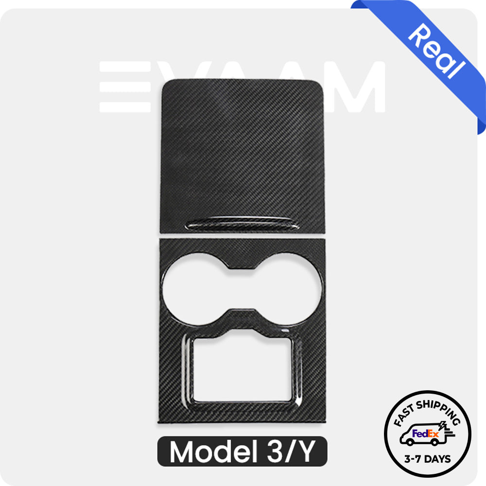 EVAAM® Gloss Real Carbon Fiber Tesla Center Console Wraps Kit for Model 3/Y (2021-2023) - EVAAM