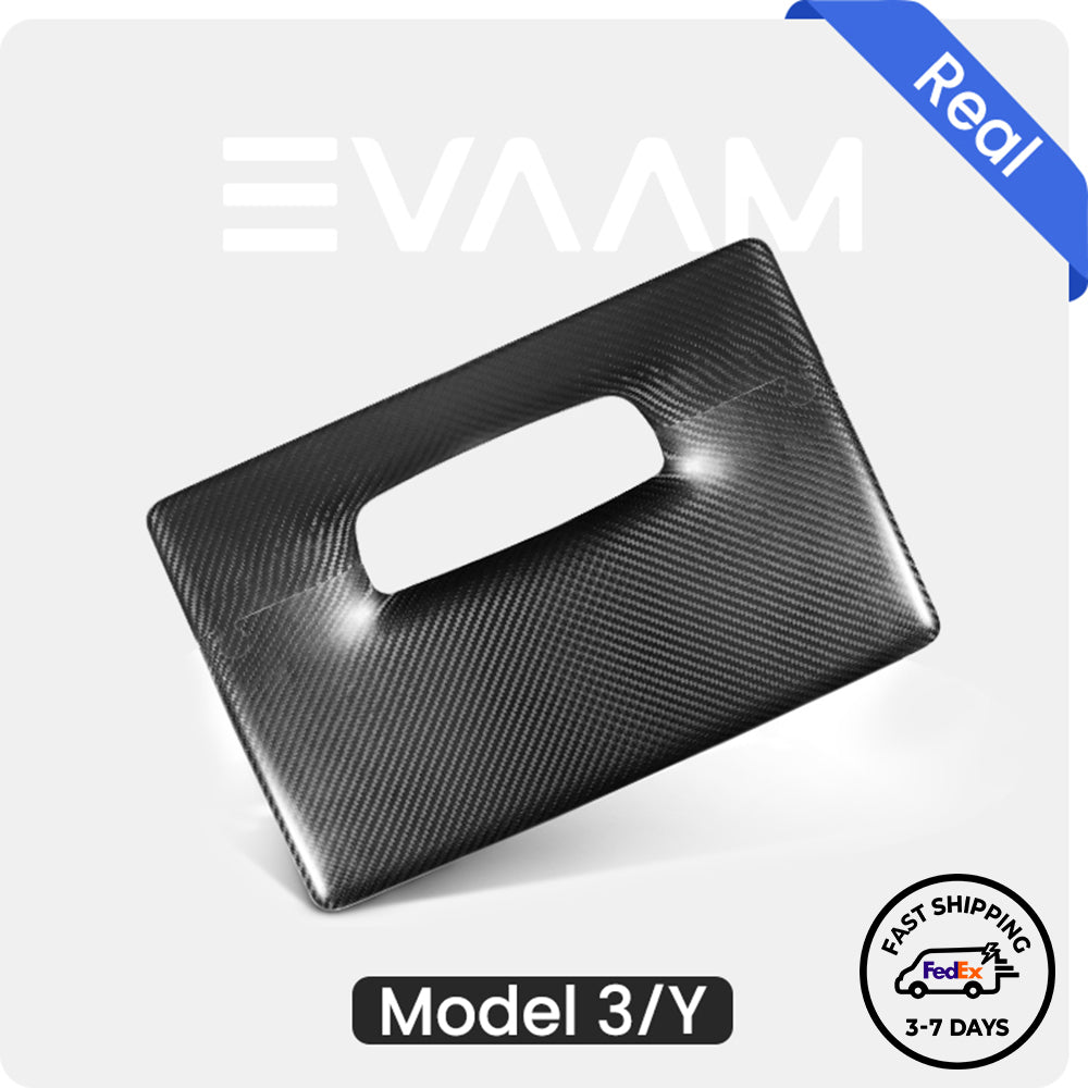 EVAAM® Matte Real Carbon Fiber Center Screen Back Cover for Tesla Model 3/Y (2017-2023) - EVAAM