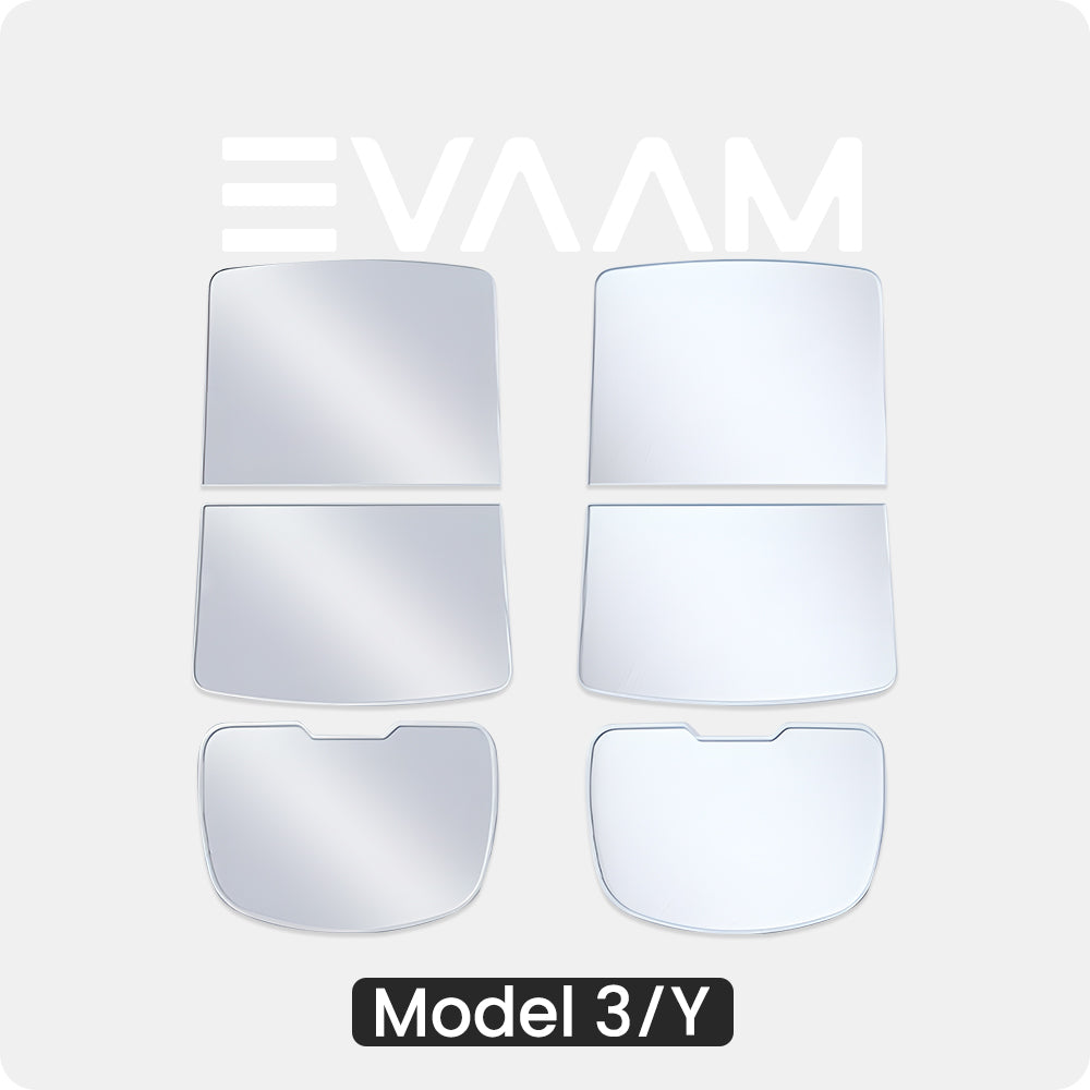 EVAAM® Double-layer Retractable Glass Roof Sun Shade for Tesla Model 3/Y - EVAAM