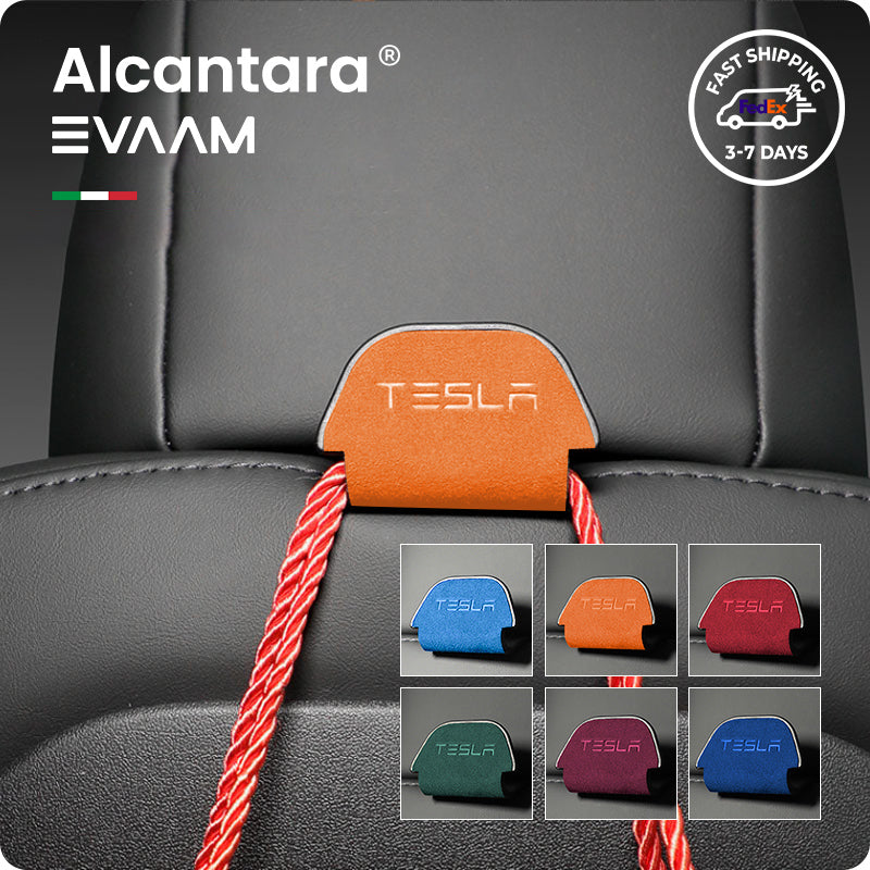 Alcantara Headrest Hanger Hooks for Tesla Model 3/Y (2017-2023)-EVAAM® - EVAAM