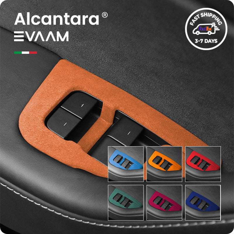 Alcantara Door & Window Switch Button Trim Cover For Tesla Model 3/Y (2017-2023)-EVAAM® - EVAAM