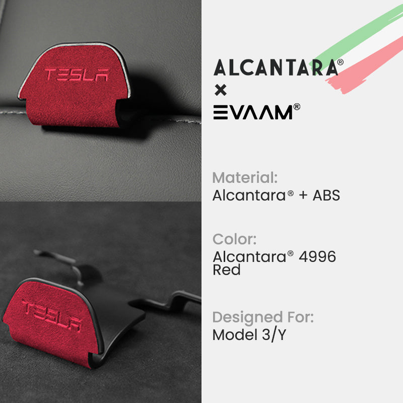 Alcantara Headrest Hanger Hooks for Tesla Model 3/Y (2017-2023)-EVAAM® - EVAAM