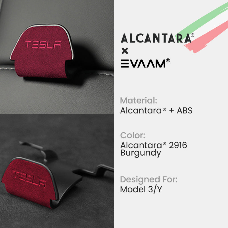 Alcantara Headrest Hanger Hooks for Tesla Model 3/Y (2017-2023)-EVAAM® - EVAAM