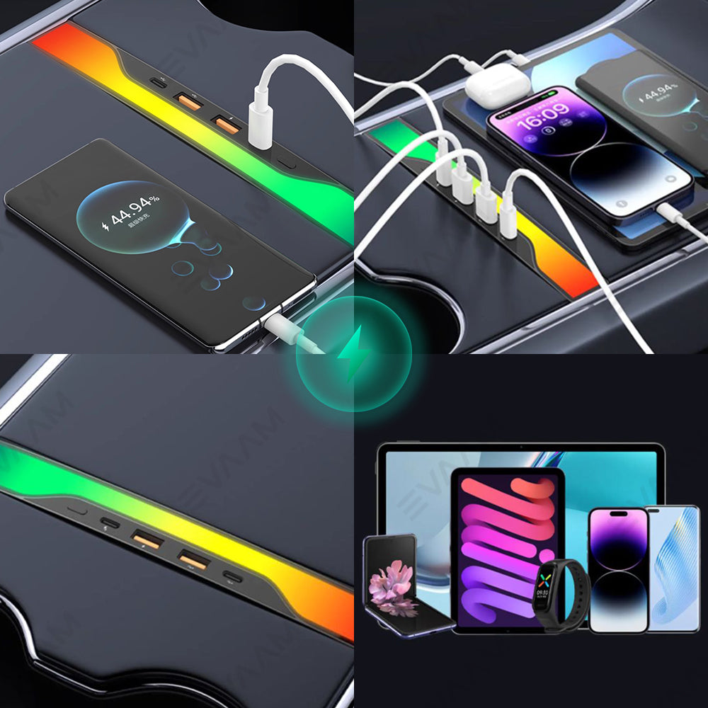 EVAAM® RGB Light USB Hub for Tesla Model 3/Y (2021-2023) - EVAAM