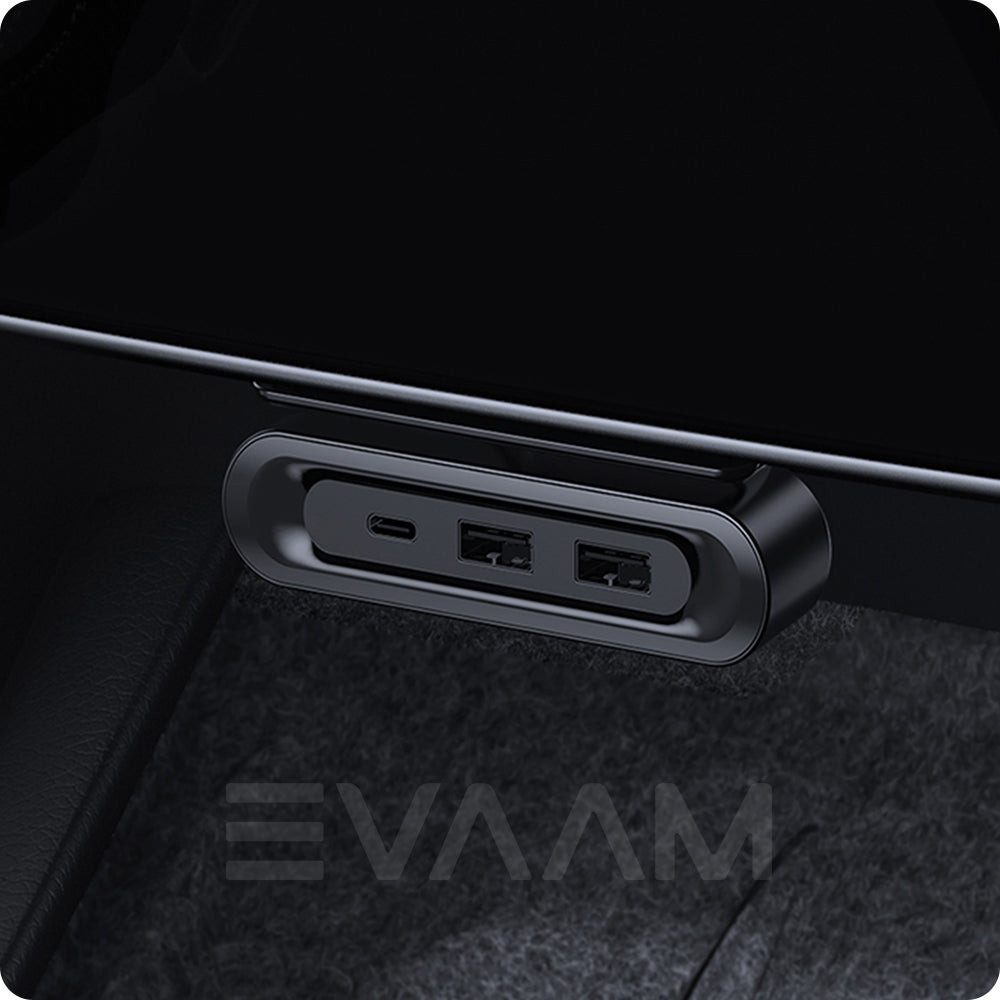 EVAAM® Fast Charge Behind Screen Folding Multi USB HUB for Tesla Model 3/Y - EVAAM