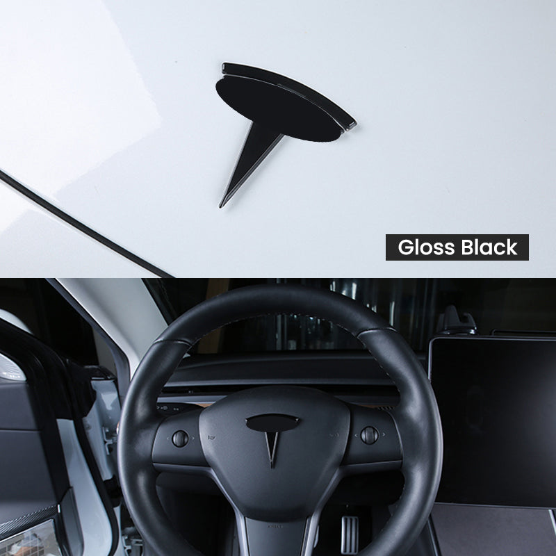 EVAAM® Front & Rear Badge Decal Wrap Logo Covers Full Set for Tesla Model 3/Y (3 pcs) - EVAAM