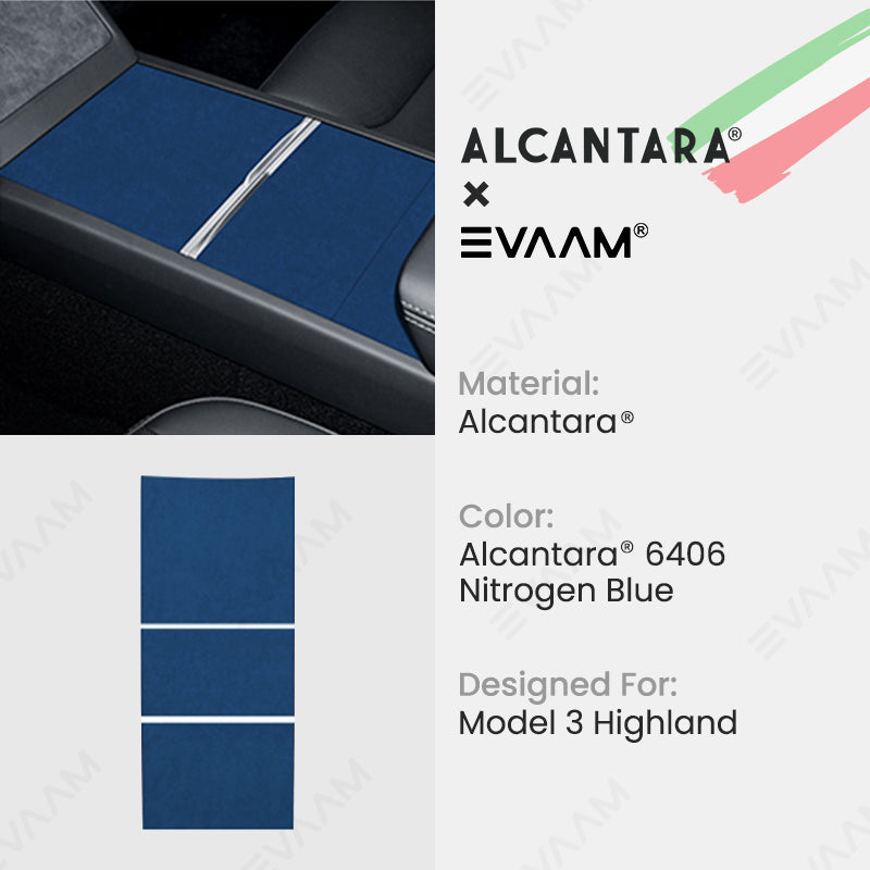 Alcantara 2024 Model 3 Highland Center Console Wraps Sticker Kit for Tesla -EVAAM® - EVAAM