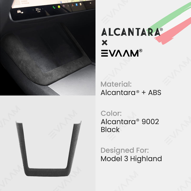 Alcantara 2024 Model 3 Highland Wireless Charging Frame Cover for Tesla-EVAAM® - EVAAM
