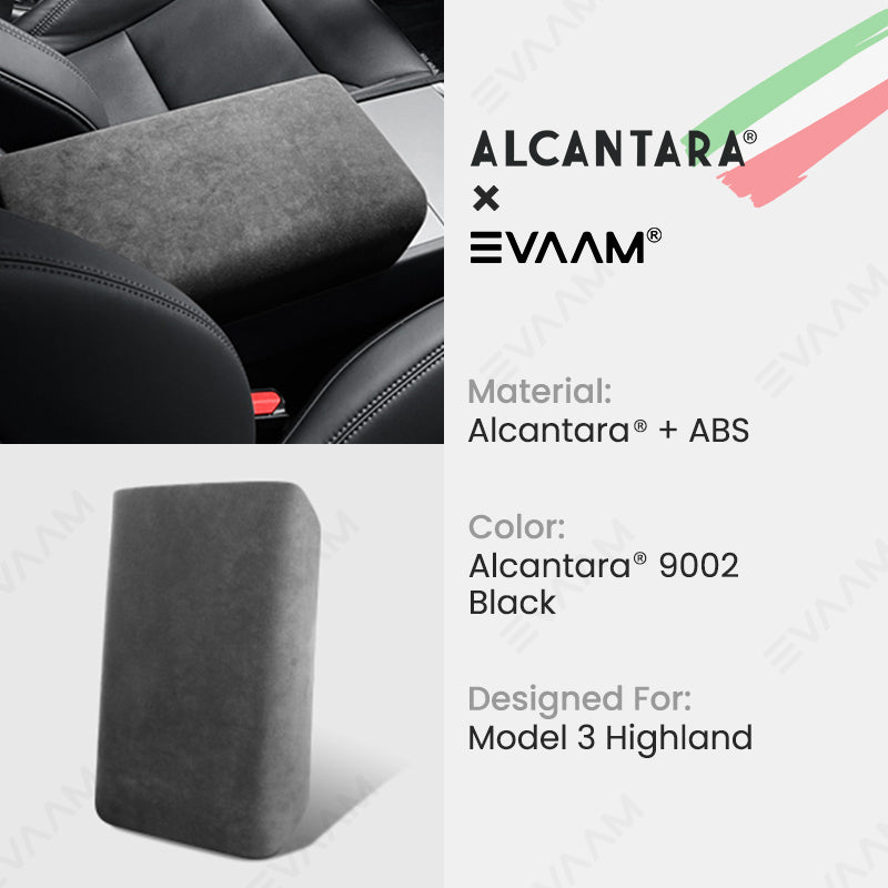 Alcantara 2024 Model 3 Highland Armrest Cover for Tesla-EVAAM® - EVAAM