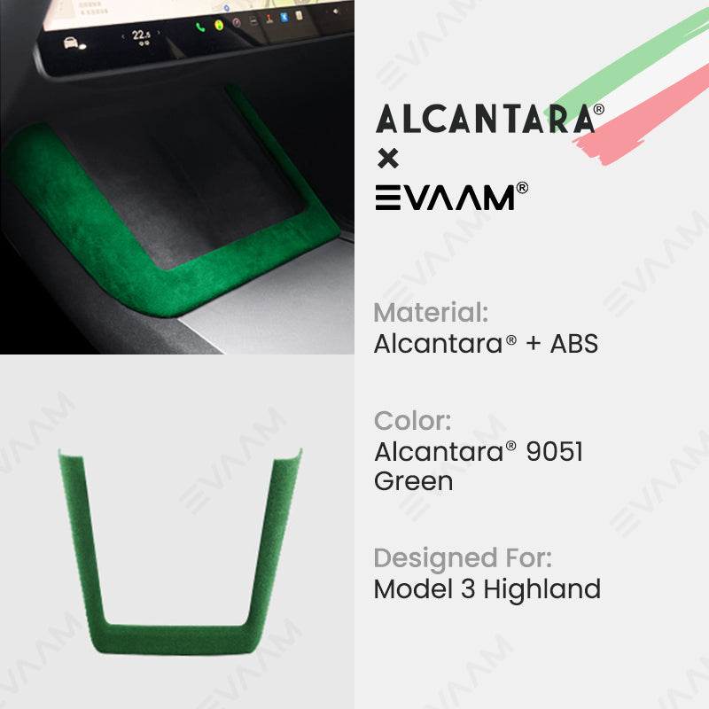 Alcantara 2024 Model 3 Highland Wireless Charging Frame Cover for Tesla-EVAAM® - EVAAM