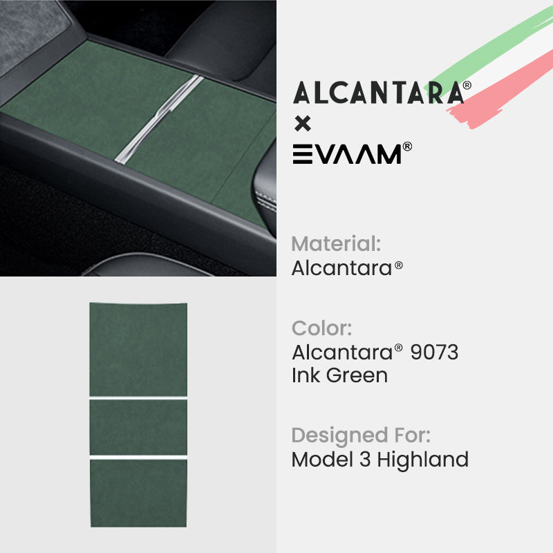 Alcantara 2024 Model 3 Highland Center Console Wraps Sticker Kit for Tesla -EVAAM® - EVAAM