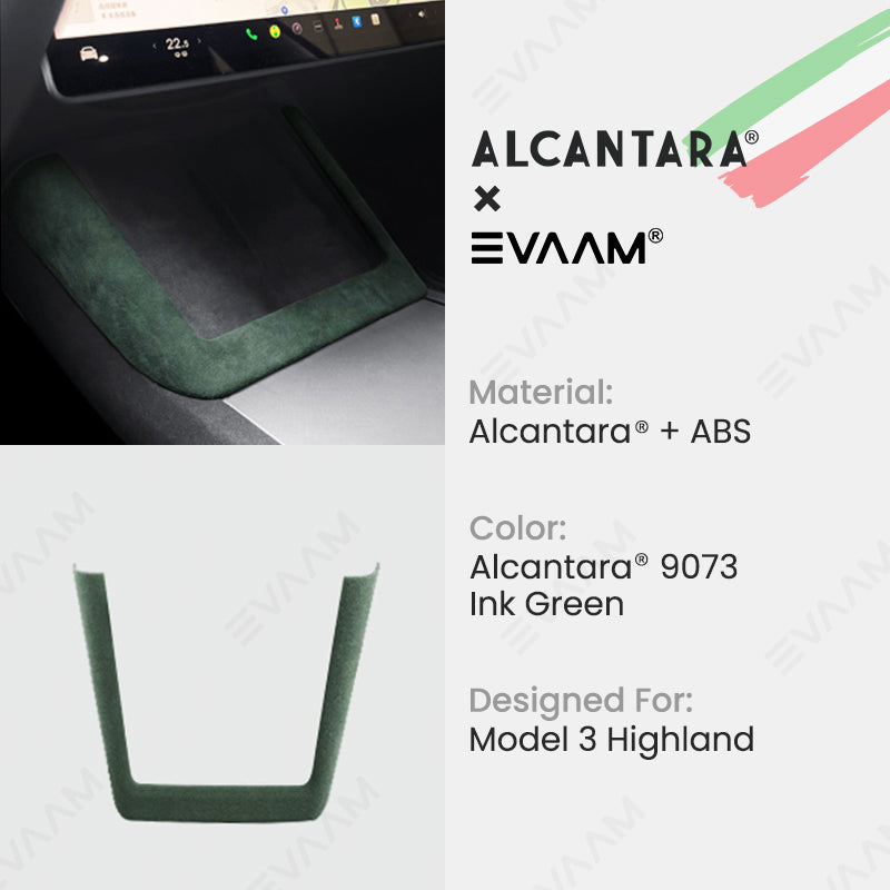 Alcantara 2024 Model 3 Highland Wireless Charging Frame Cover for Tesla-EVAAM® - EVAAM