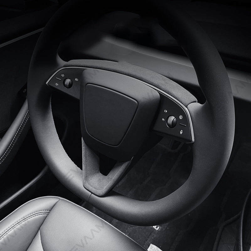 Alcantara 2024 Model 3 Highland Steering Wheel U-Shaped Cover for Tesla-EVAAM® - EVAAM