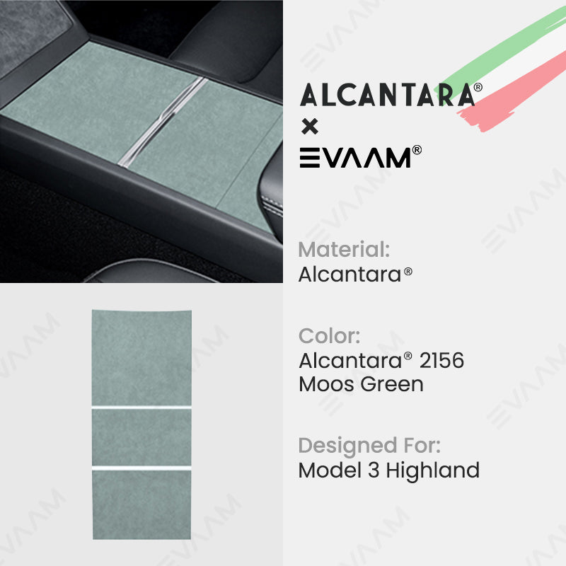 Alcantara 2024 Model 3 Highland Center Console Wraps Sticker Kit for Tesla -EVAAM® - EVAAM