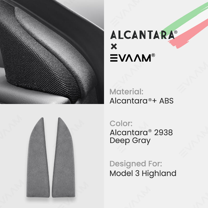 Alcantara 2024 Model 3 Highland Front Doors Triangle Trim Cover for Tesla-EVAAM® - EVAAM