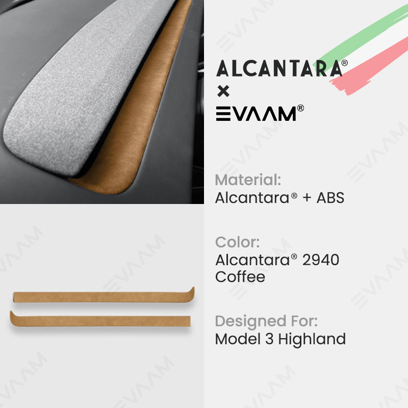 Alcantara 2024 Model 3 Highland Dash Cap Cover for Tesla-EVAAM® - EVAAM