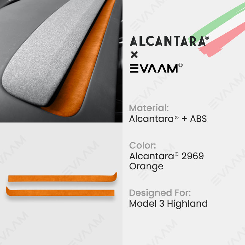 Alcantara 2024 Model 3 Highland Dash Cap Cover for Tesla-EVAAM® - EVAAM