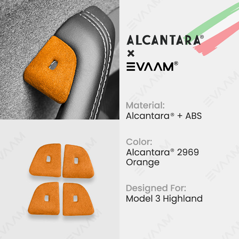 Alcantara 2024 Model 3 Highland Door Button Switch Trim Cover For Tesla -EVAAM® - EVAAM