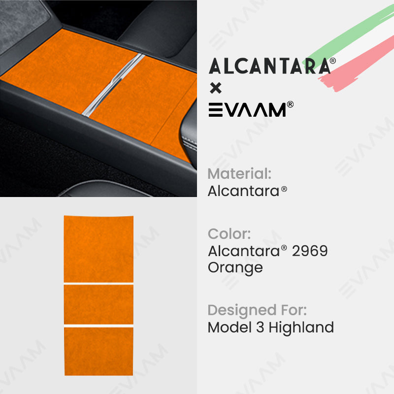 Alcantara 2024 Model 3 Highland Center Console Wraps Sticker Kit for Tesla -EVAAM® - EVAAM