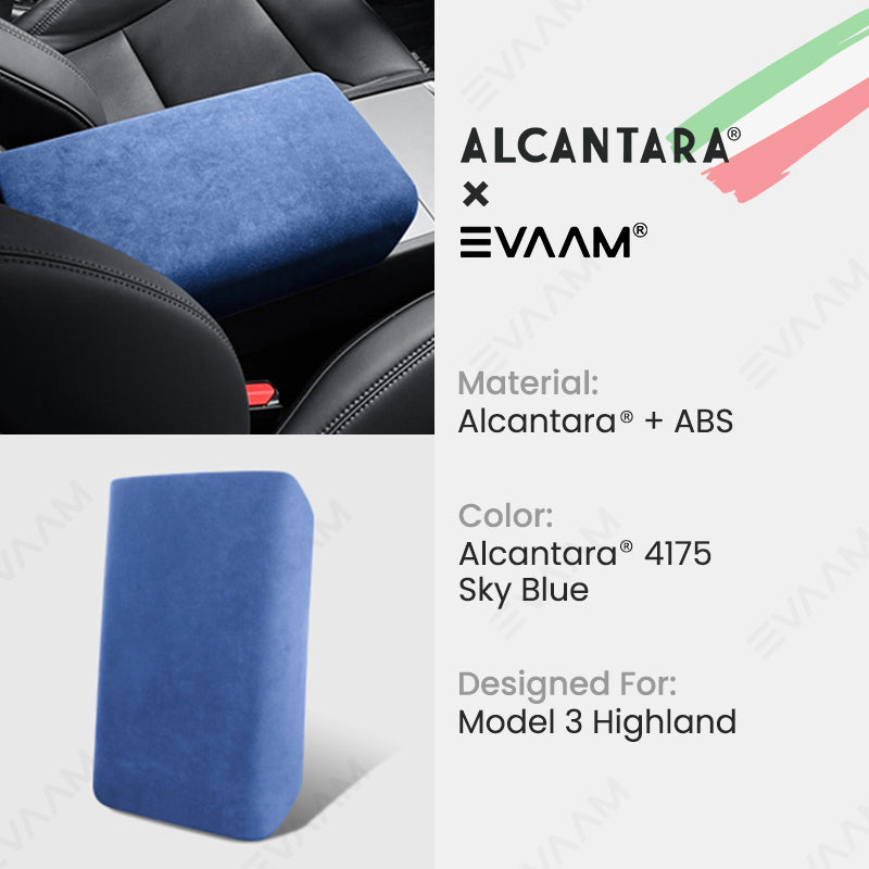 Alcantara 2024 Model 3 Highland Armrest Cover for Tesla-EVAAM® - EVAAM