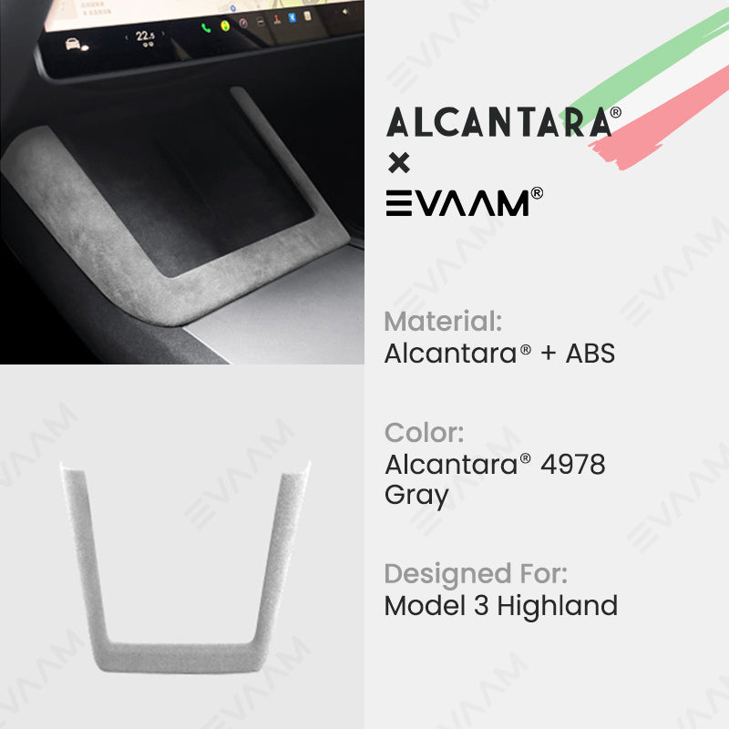 Alcantara 2024 Model 3 Highland Wireless Charging Frame Cover for Tesla-EVAAM® - EVAAM