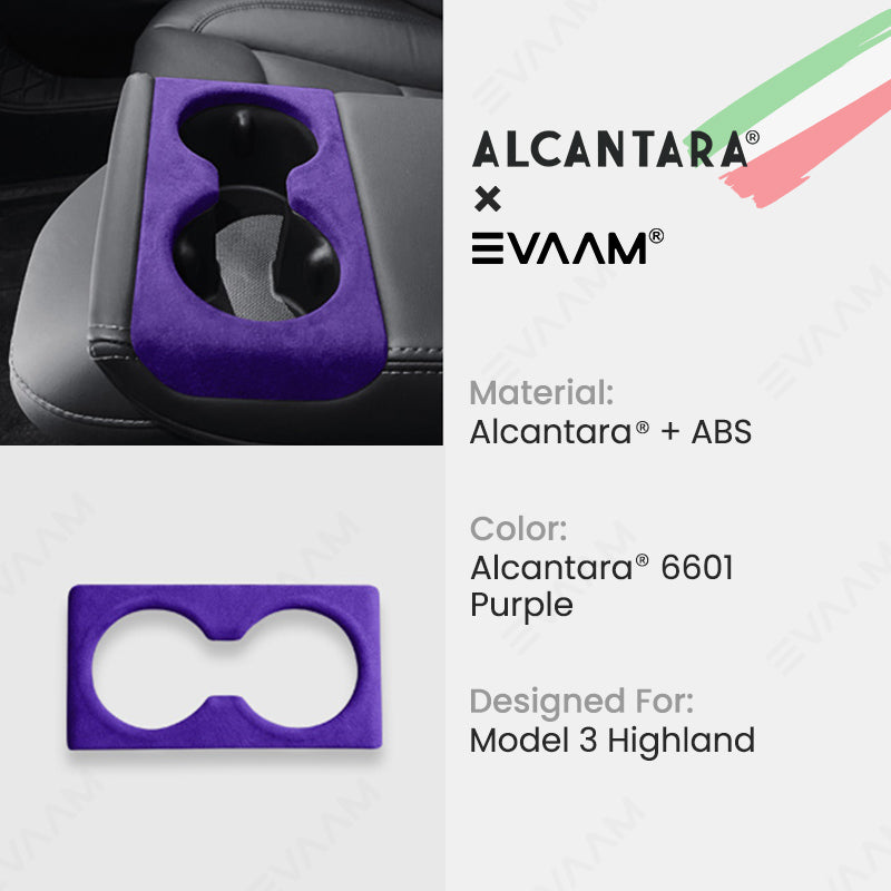 Alcantara 2024 Model 3 Highland Rear Seat Cup Cover for Tesla-EVAAM® - EVAAM