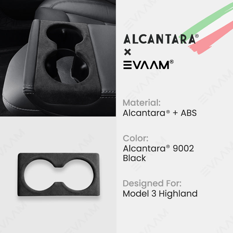 Alcantara 2024 Model 3 Highland Rear Seat Cup Cover for Tesla-EVAAM® - EVAAM