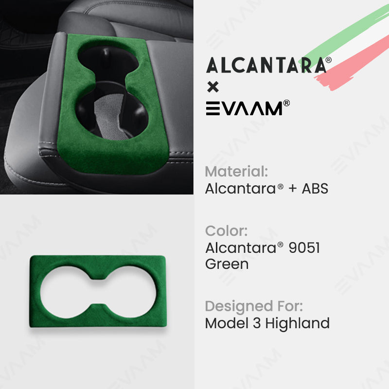 Alcantara 2024 Model 3 Highland Rear Seat Cup Cover for Tesla-EVAAM® - EVAAM