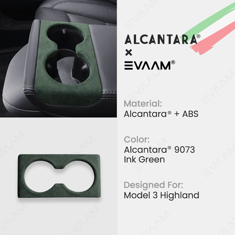 Alcantara 2024 Model 3 Highland Rear Seat Cup Cover for Tesla-EVAAM® - EVAAM