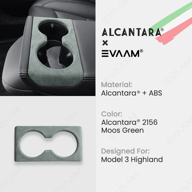 Alcantara 2024 Model 3 Highland Rear Seat Cup Cover for Tesla-EVAAM® - EVAAM