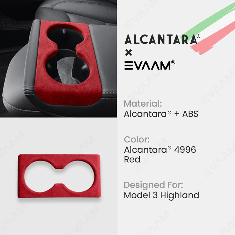Alcantara 2024 Model 3 Highland Rear Seat Cup Cover for Tesla-EVAAM® - EVAAM