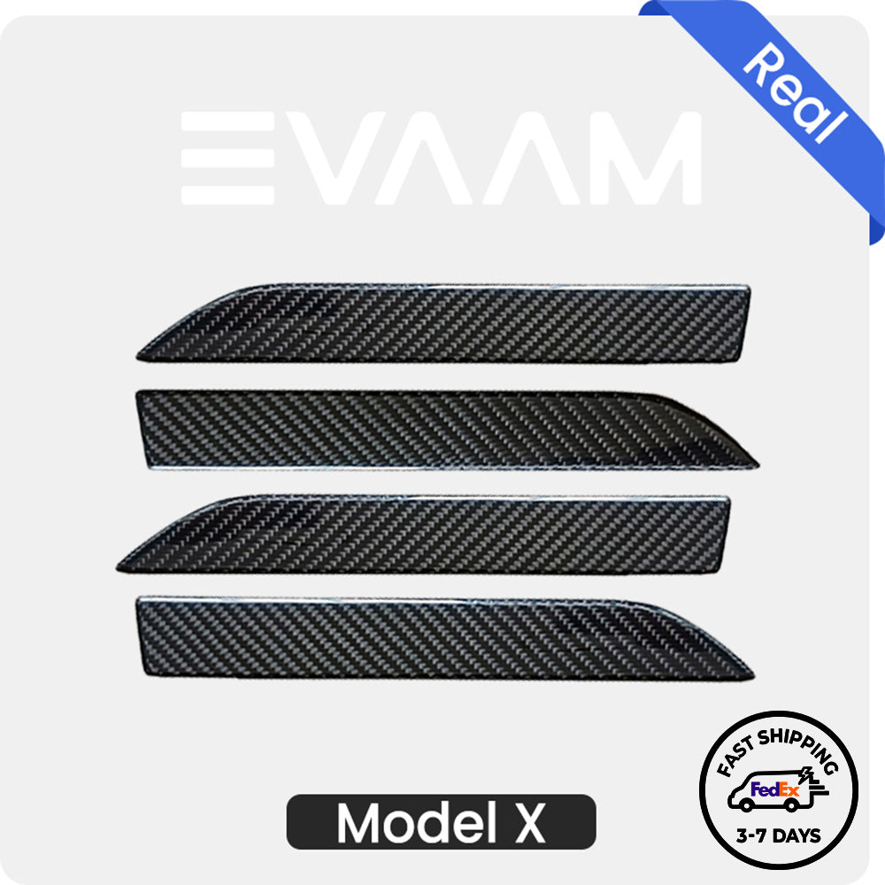 EVAAM® Gloss Real Tesla Carbon Fiber Door Handle Cover for Model X (2016-2023)