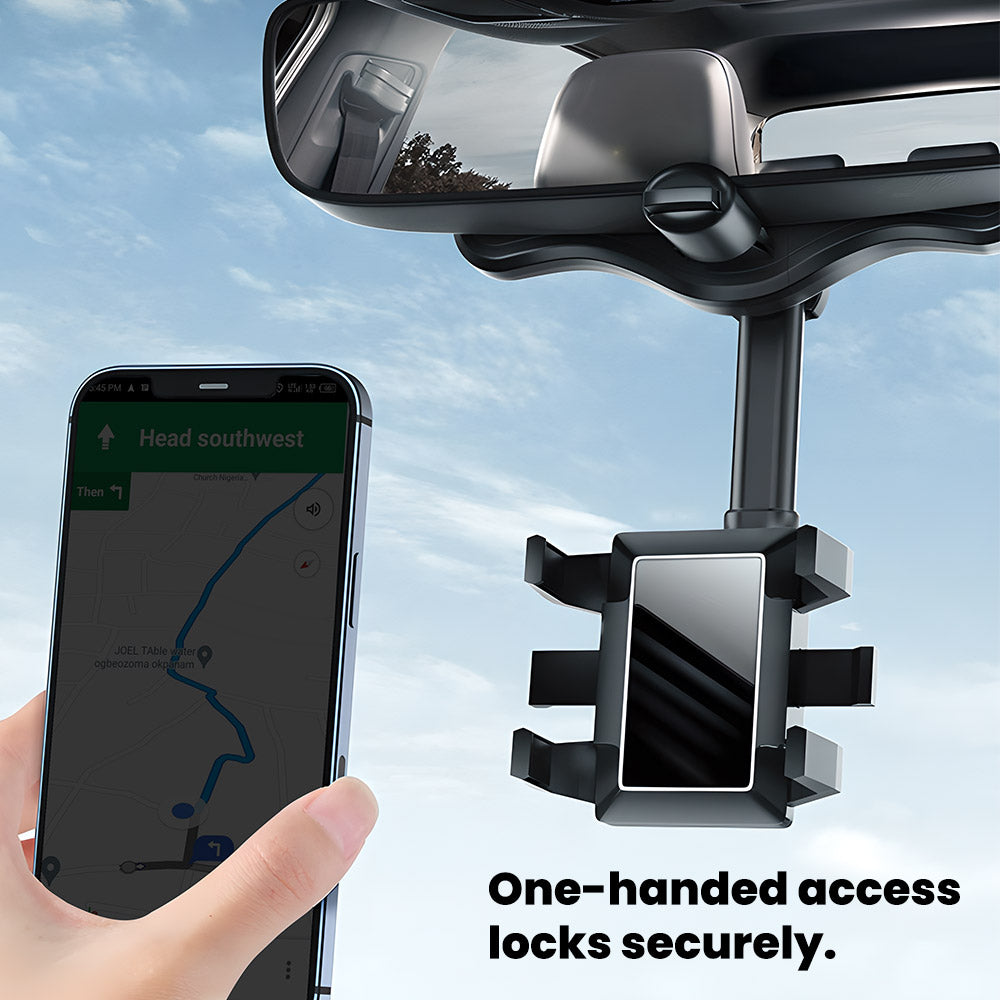 EVAAM® Universal Adjustable Rearview Mirror Phone Mount For All Brand Vehicles - EVAAM