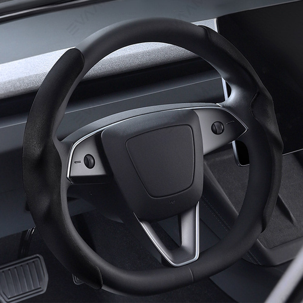 EVAAM® Anti-Slip Suede Steering Wheel Cover for Tesla Model Y/3 Juniper 2025+ - EVAAM