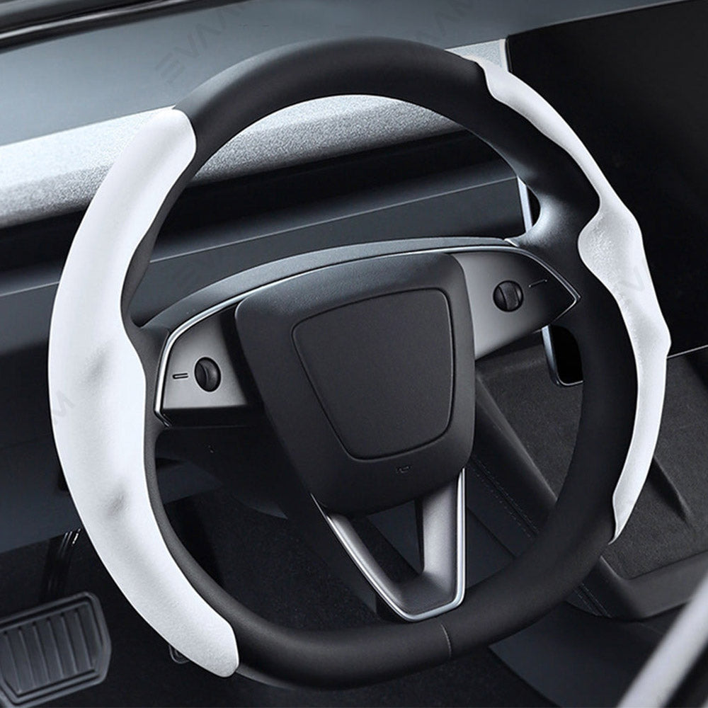 EVAAM® Anti-Slip Suede Steering Wheel Cover for Tesla Model Y/3 Juniper 2025+ - EVAAM