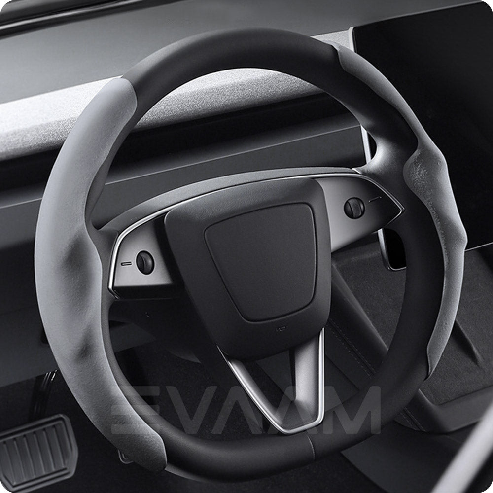 EVAAM® Anti-Slip Suede Steering Wheel Cover for Tesla  Model Y/3 Juniper 2025+ - EVAAM