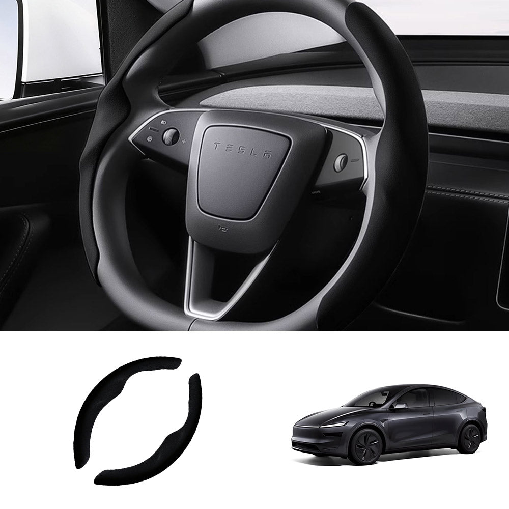 EVAAM® Anti-Slip Suede Steering Wheel Cover for Tesla Model Y/3 Juniper 2025+ - EVAAM