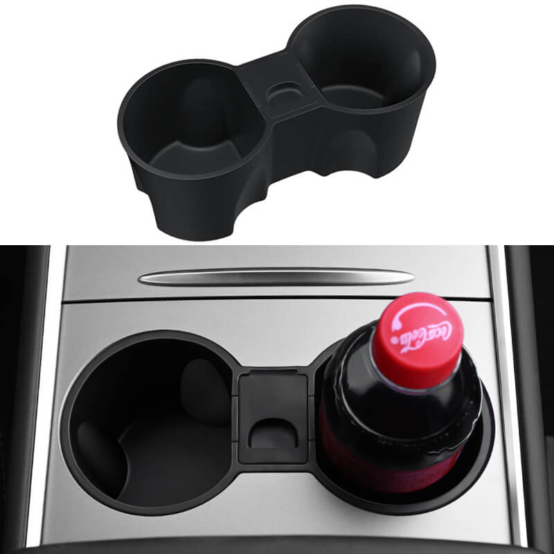 EVAAM® Tesla Cup Holder Insert & Transparent Key Protector for Model 3/Y (2017-2023) - EVAAM
