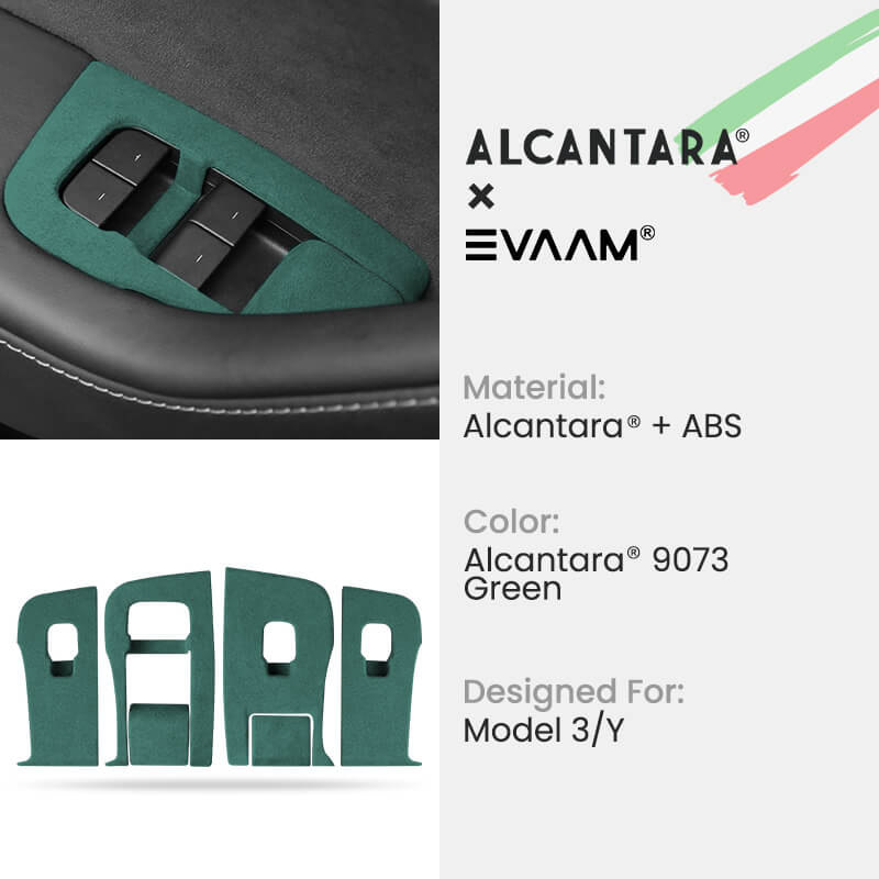 Alcantara Door & Window Switch Button Trim Cover For Tesla Model 3/Y (2017-2023)-EVAAM® - EVAAM