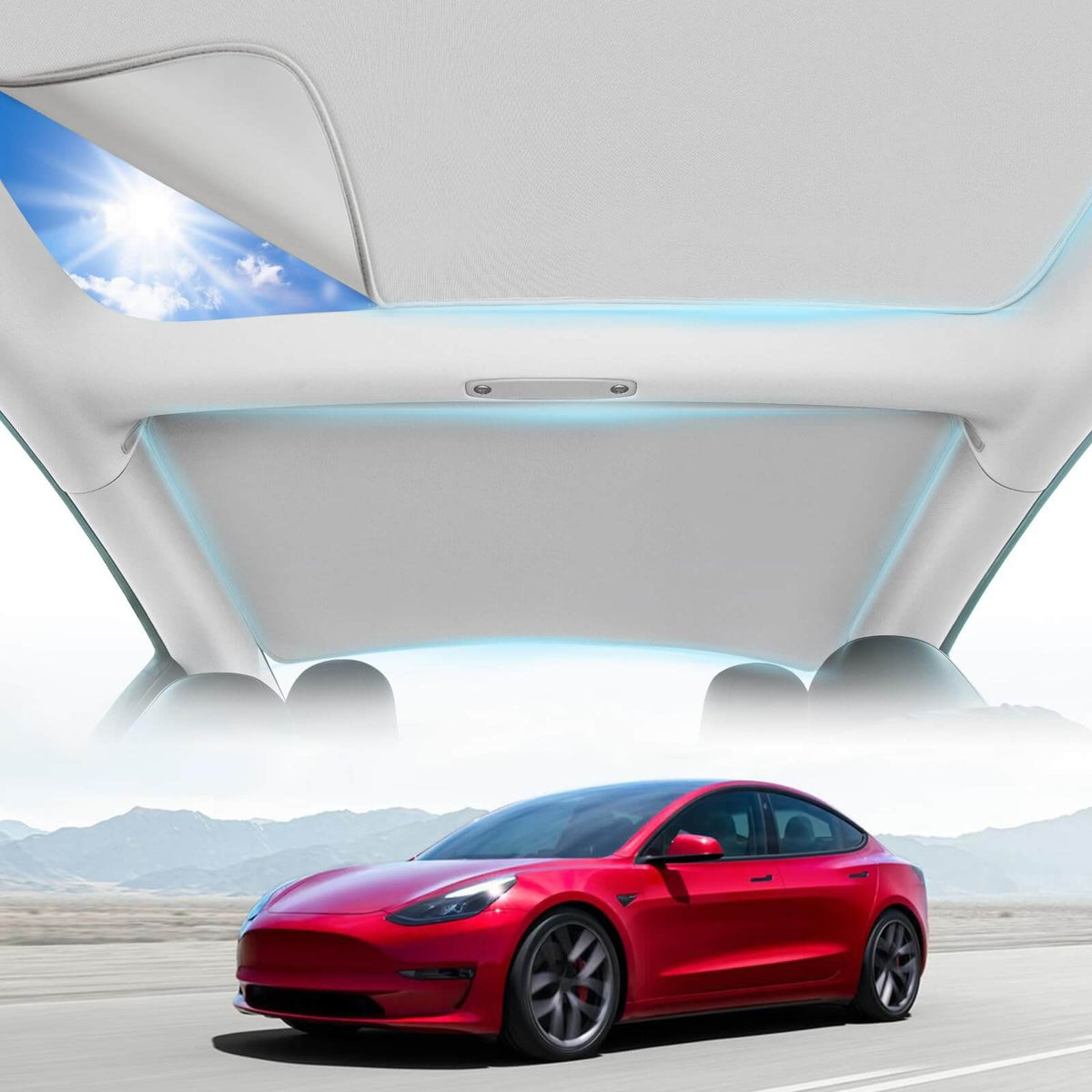 EVAAM® Electrostatic Adsorption Glass Roof Sun Shade for Tesla Model 3/Y (2017-2023) - EVAAM