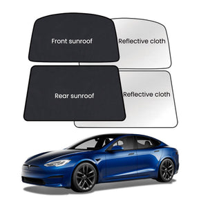 EVAAM® Roof Glass Sun Shades for Tesla Model S Accessories (2012-2023)-Opening Sunroofs