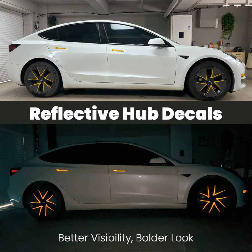 Wheel Hub Reflective Decals For Tesla Model 3 Highland 18" Photon Wheels - EVAAM