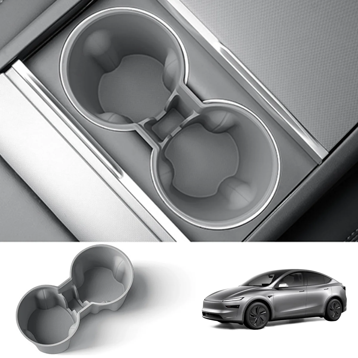EVAAM® Precision-Fit Silent Cup Holder Insert for Tesla Model Y Juniper (2025-2026) - EVAAM
