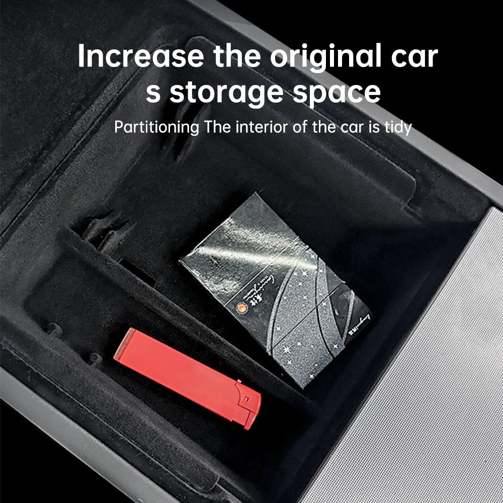 Evvam® Premium Flocked Center Console Trays for Tesla Model 3 Highland & New Model Y (Juniper) | Sophisticated Interior Organization - EVAAM