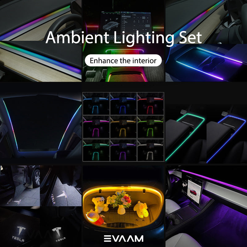 EVAAM ® Tesla LED Strip Ambient Lighting Set for Tesla Model 3/Y
