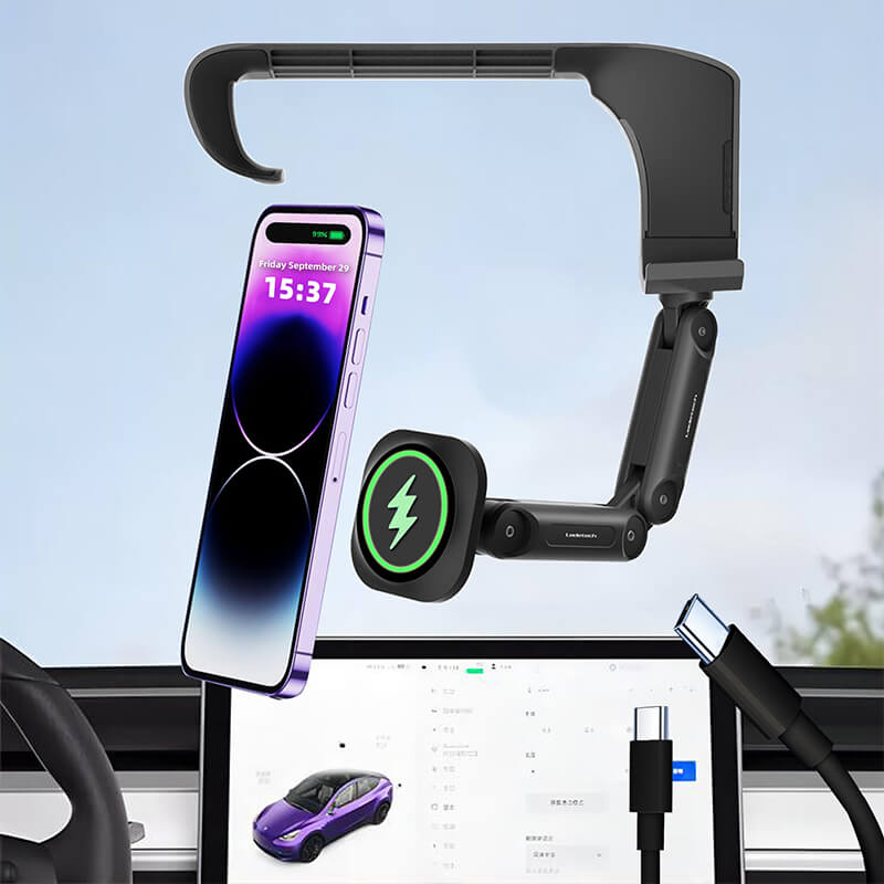 EVAAM ® 360° Adjustable Wireless MagSafe Charger Tesla Phone Mount Holder for Model 3/Y (2017-2023) - EVAAM